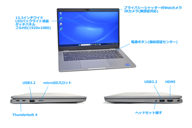 タッチパネル FHD Wi-Fi6 顔認証 DELL Latitude 5320 メモリ16G