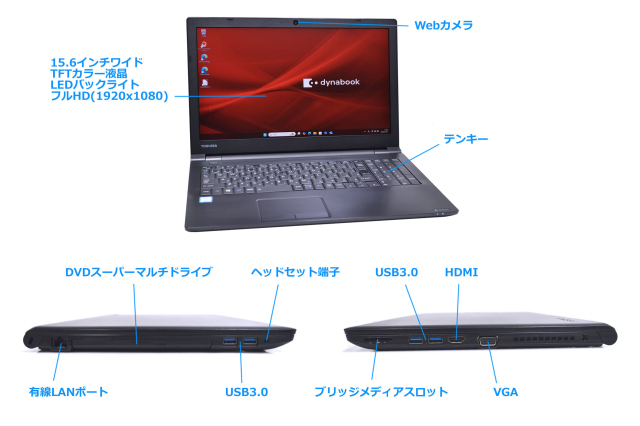 訳あり Windows11 フルHD dynabook B65/M Core i5 8350U メモリ16G m