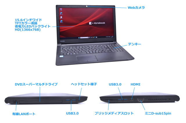 ノートパソコン 15.6型 dynabook B65/DN Core i5 8250U 新品SSD512G 