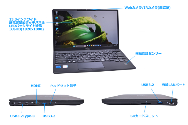 タッチパネル フルHD 富士通 LIFEBOOK U9311/F Core i5 1145G7 IrisXe