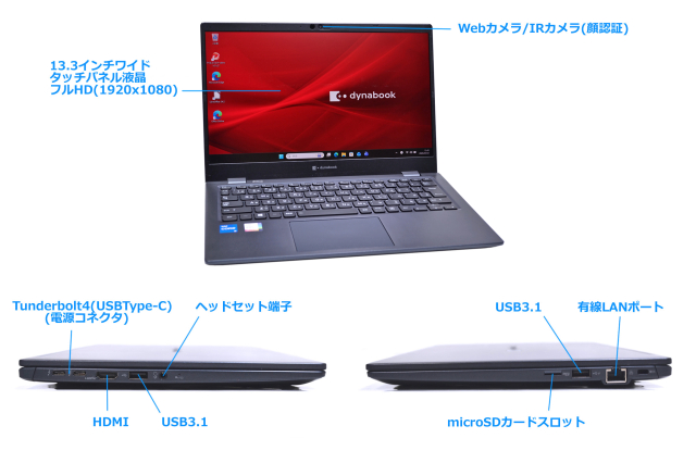dynabook タッチパネル 第11世代i5 16GB／256GB 顔認証 フルHD タッチパネル Wi-Fi6 dynabook G83/HS Core i5 1135G7 IrisXe