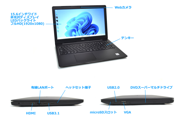 メモリ16G フルHD Windows11 DELL Vostro 15 3590 第10世代 Core i5 