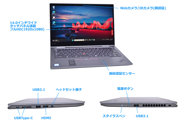 準美 ThinkPad X1 Yoga Gen4 2in1 タッチパネル LTE 2-in-1 Lenovo ThinkPad X1 Yoga 4th LTE フルHD タッチパネル 顔認証