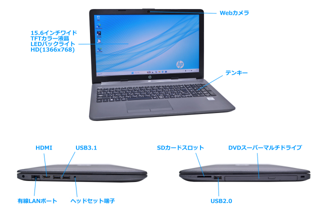 ノートパソコン 新品SSD512G HP 250 G7 NoteBook PC Core i3 1005G1
