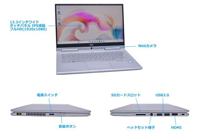2-in-1 NEC VersaPro VKT16/GV-4 Corei5 8250U フルHD IPS液晶 M
