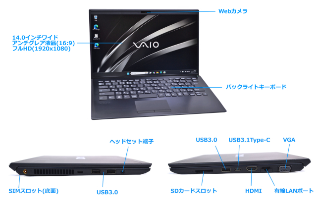 SIMフリー Wi-Fi6 フルHD VAIO Pro PK VJPK13C12N Core i5 1035G1 M