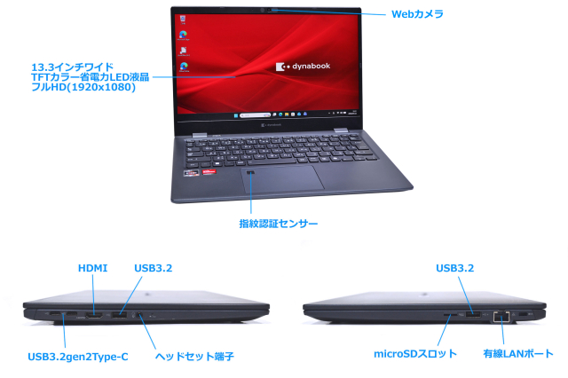 Wi-Fi6E フルHD 13.3型 dynabook GA83/XY AMD Ryzen 5 7530U Radeon