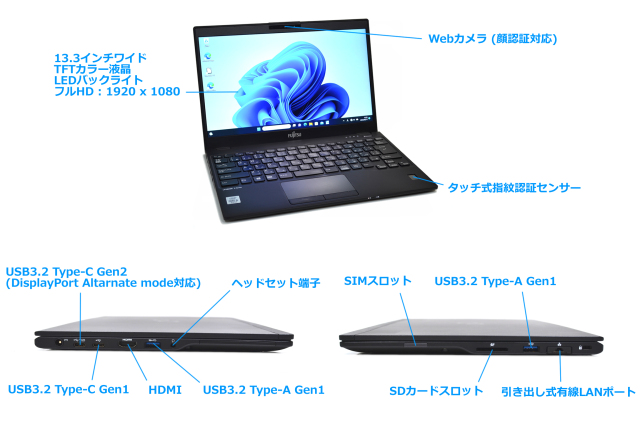LTE フルHD Wi-Fi6 顔認証 富士通 LIFEBOOK U9310/DX 第10世代 Core i5 
