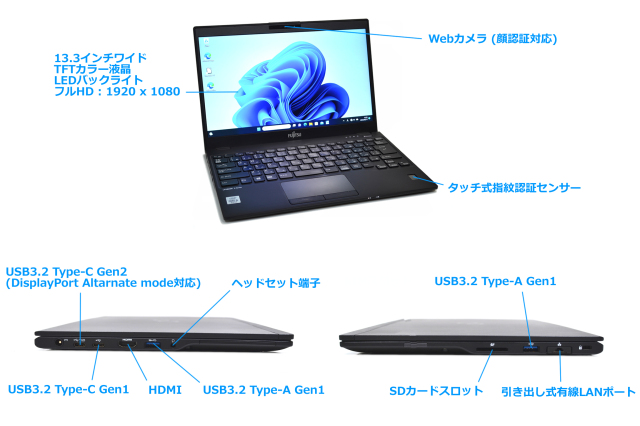 顔認証 Wi-Fi6 フルHD 富士通 LIFEBOOK U9310/D 第10世代 Core i5 