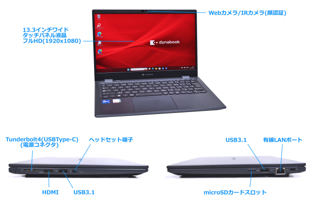Core i7 1185G7 IrisXe Wi-Fi6 顔認証 dynabook G83/HU メモリ16G M