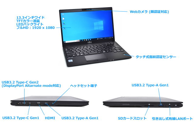 フルHD Wi-Fi6 顔認証 富士通 LIFEBOOK U9310/D 第10世代 Core i5