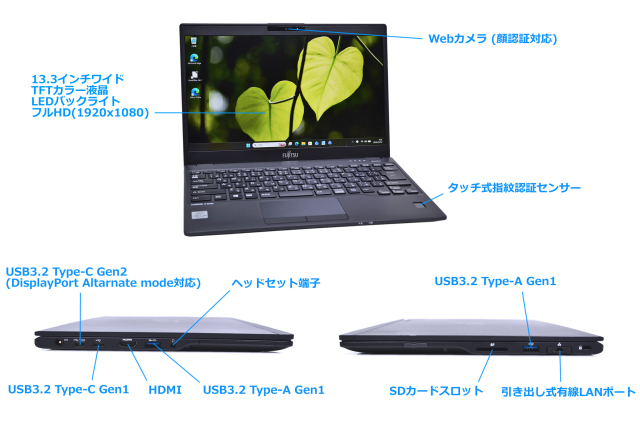 顔認証 富士通 LIFEBOOK U9310/D Core i5 10310U フルHD Wi-Fi6 M