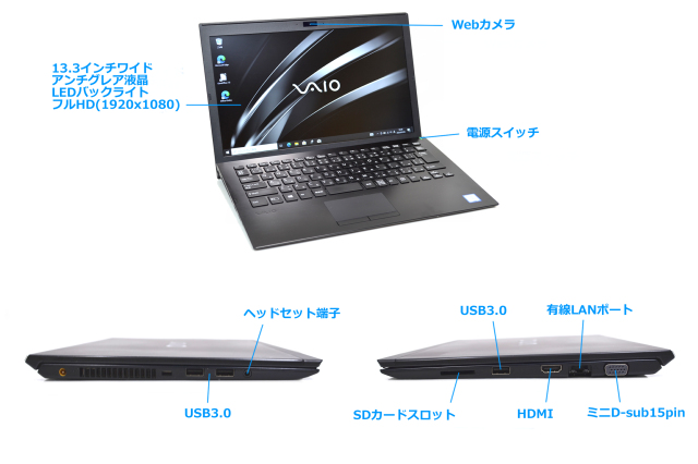 ノートパソコン フルHD SONY VAIO VJPG11 Core i5 7200U m.2SSD256G 
