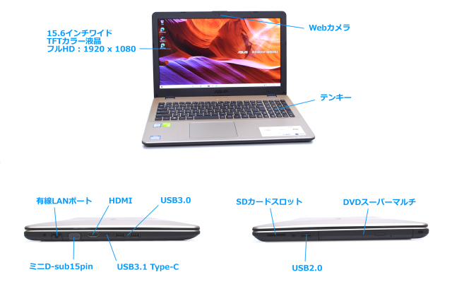 中古ノートパソコン ASUS VivoBook 15 X542UN 第8世代 Core i5 8250U 
