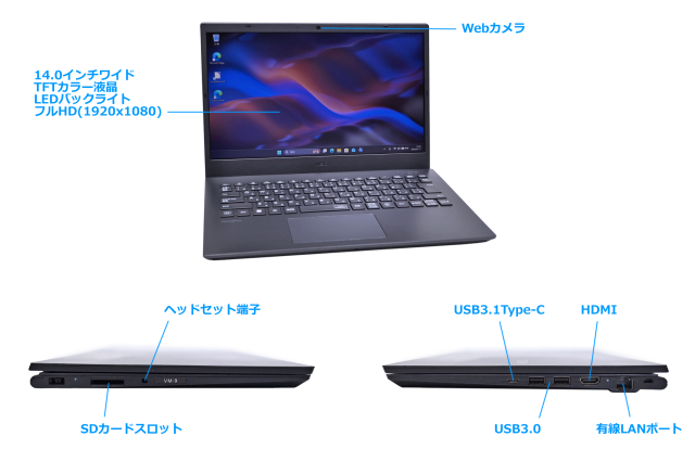14.0型 Wi-Fi6 FHD NEC VersaPro VKT42/M-9 Core i5 1135G7 IrisXe m