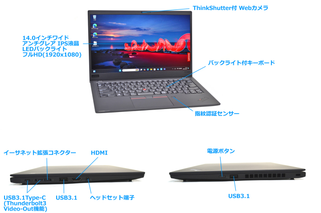 フルHD Lenovo ThinkPad X1 Carbon gen7 第8世代 Core i5 8365U M 