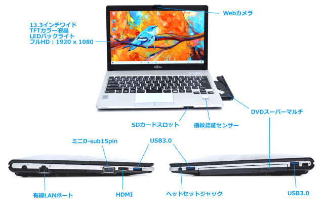 中古ノートパソコン 13.3型 フルHD 富士通 LIFEBOOK S935/KX Core i5 