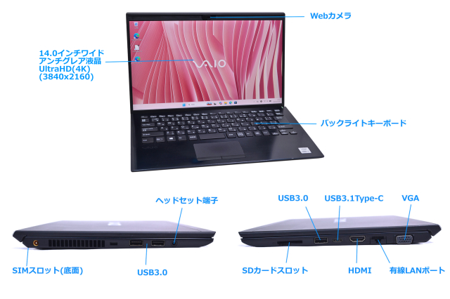 4K 14.0型 SIMフリー VAIO Pro PK VJPK13C12N Core i7 1065G7 IrisPlus