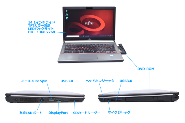 中古ノートパソコン 14.1型 富士通 LIFEBOOK E746/P 第6世代 Core i5 