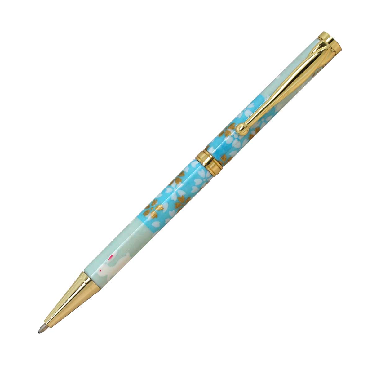 【即納可能】F-STYLE美濃和紙 Mimo Washi Pen ボールペン TM1600 うさぎ市松 水色