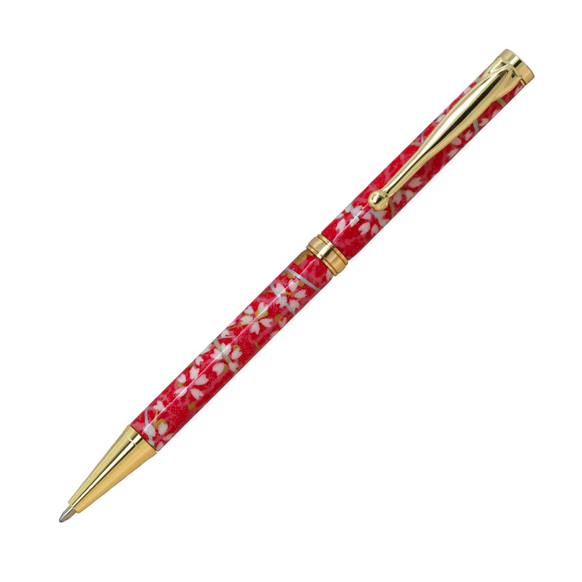【即納可能】F-STYLE美濃和紙 Mimo Washi Pen ボールペン TM1604 桜と麻の葉 朱色