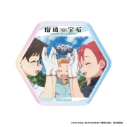 瑠璃の宝石 六角形ホログラム缶バッジ【OP　曜子＆硝子＆瑠璃】