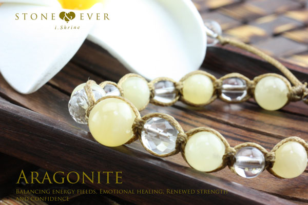 天然石ヘンプ（麻）・ブレスレット 『アラゴナイト』