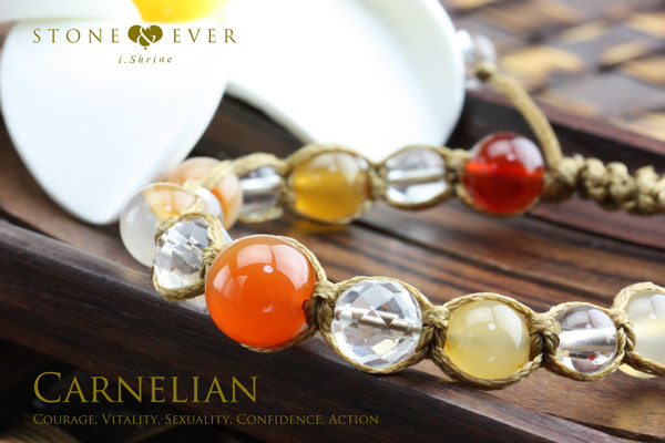 天然石ヘンプ（麻）・ブレスレット 『カーネリアン』