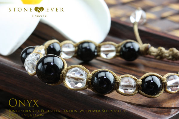 天然石ヘンプ（麻）・ブレスレット 『オニキス』