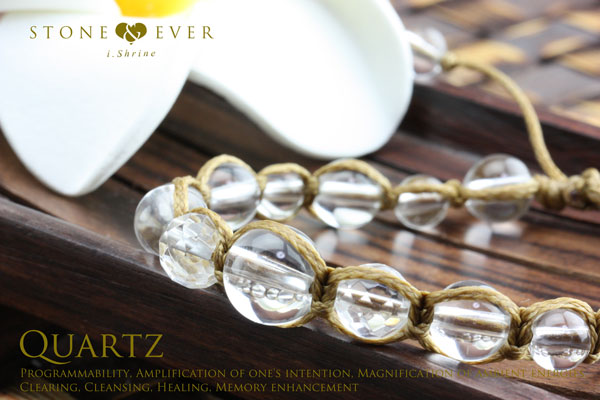 天然石ヘンプ（麻）・ブレスレット 『水晶』