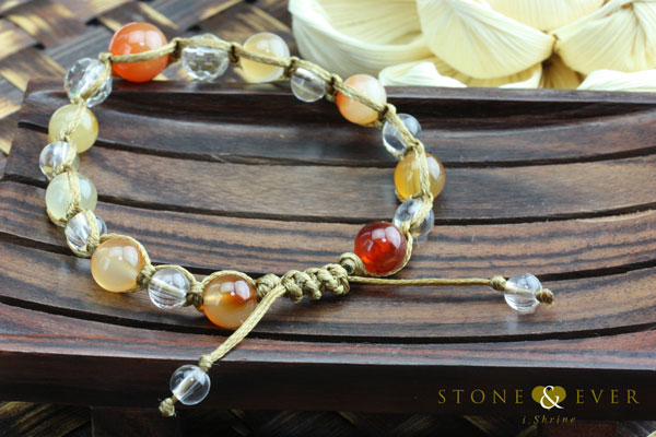 天然石ヘンプ（麻）・ブレスレット 『カーネリアン』