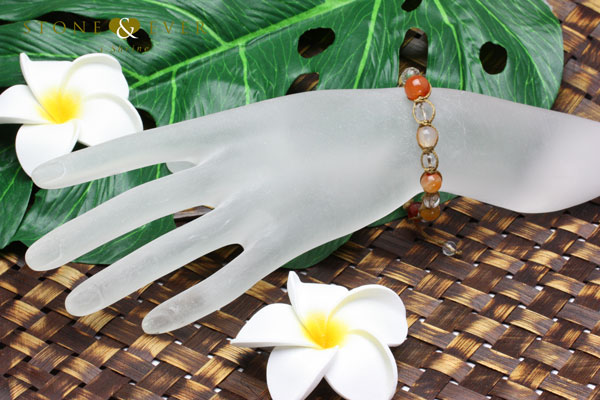 天然石ヘンプ（麻）・ブレスレット 『カーネリアン』