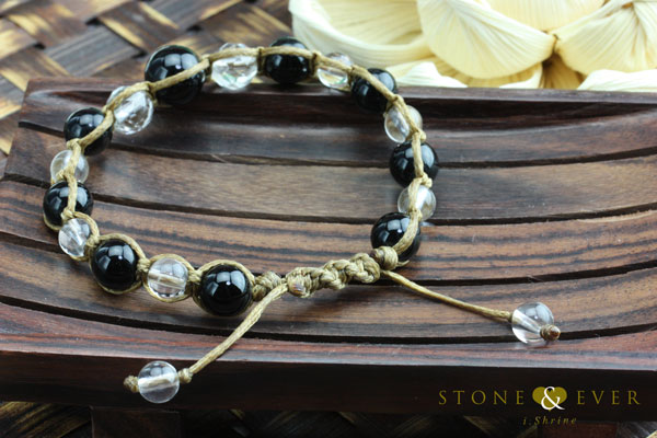 天然石ヘンプ（麻）・ブレスレット 『オニキス』