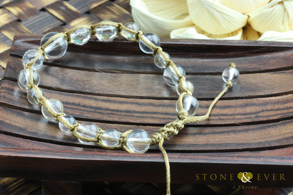 天然石ヘンプ（麻）・ブレスレット 『水晶』