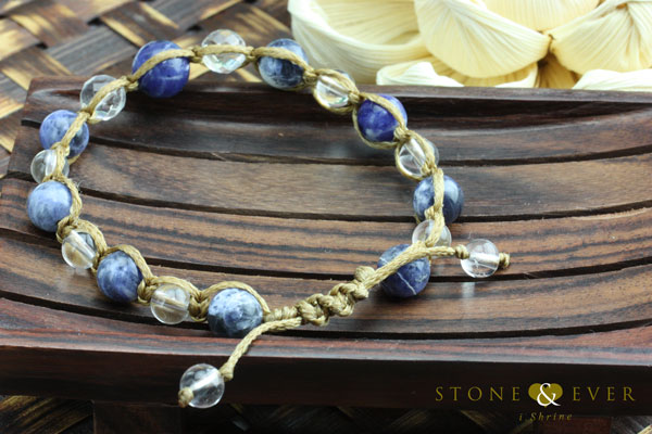 天然石ヘンプ（麻）・ブレスレット 『ソーダライト』