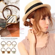 ★在庫処分★【ヘアアクセサリー】【ヘアゴム】簡単ヘアアレンジ♪アニマル柄 or シェル柄☆『スクウェア・ヘアゴム』
