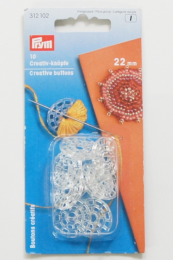 ＰＲＹＭボタンクリエイト  （小）直径２２ｍｍ　１０個入・（大）直径３６ｍｍ　６個入　　　1612102・1612103