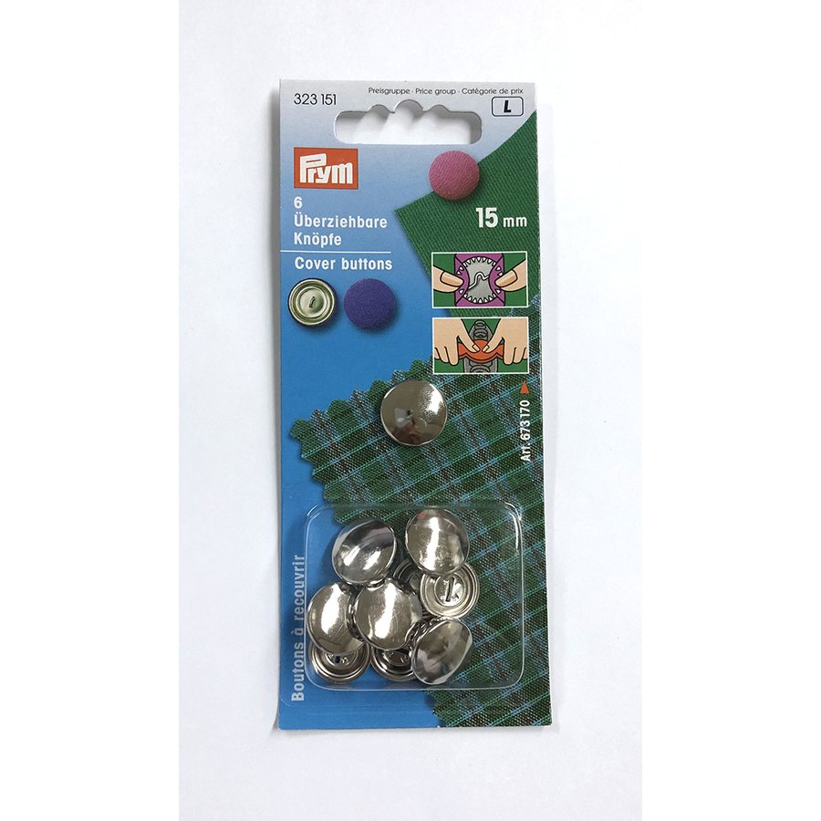 ＰＲＹＭ　くるみボタン　※キット無　１１ｍｍ／７セット入・１５ｍｍ／６セット入・１９ｍｍ／５セット入・２３ｍｍ／４セット入・２９ｍｍ／３セット入　真鍮製　　　　1623150・1623151・1623152・1623153・1623163