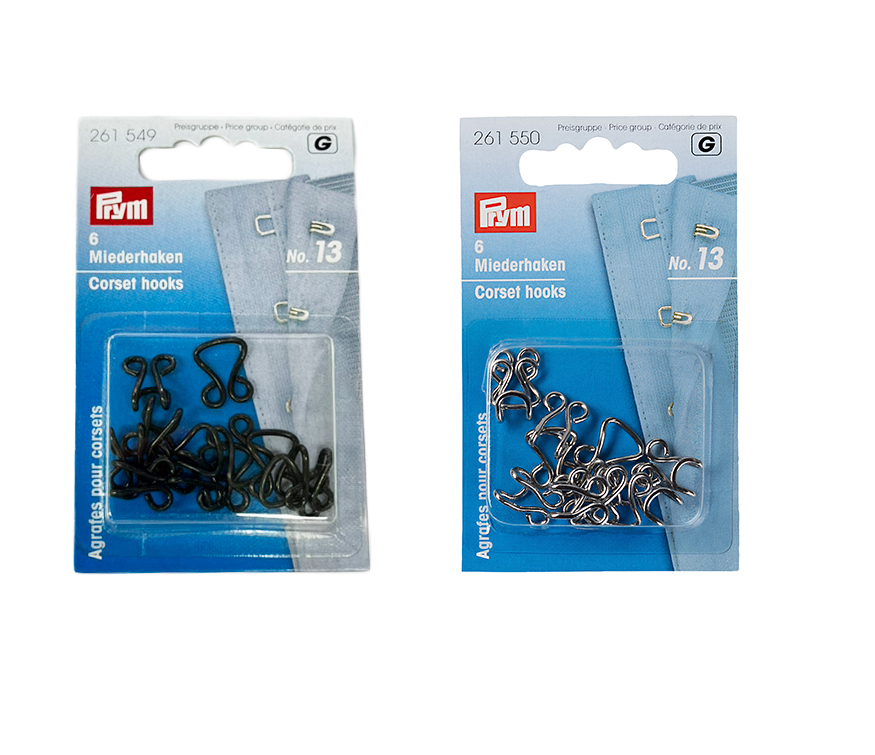 ＰＲＹＭガーメントフック＆アイ　シルバー・ブラック　ＮＯ．１３　６個入　　　1661550・1661549