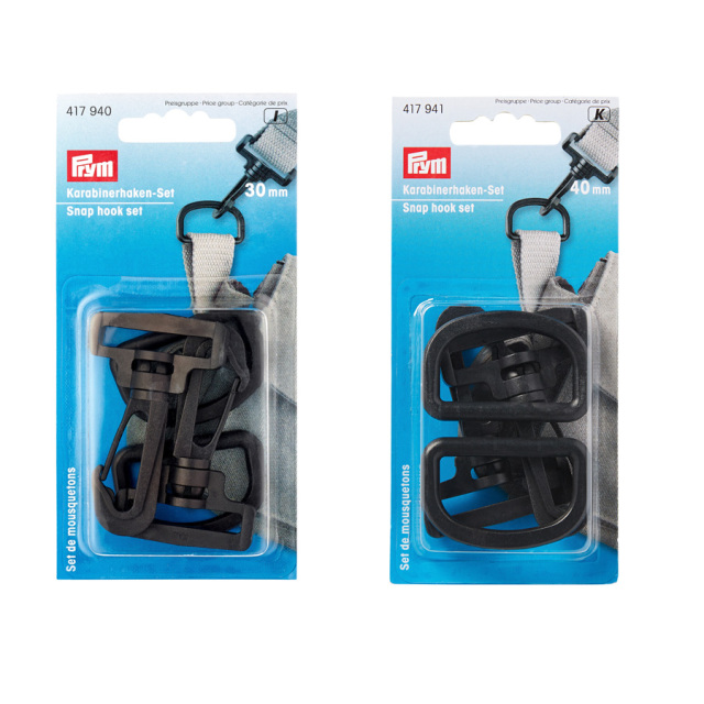 ＰＲＹＭ　プラスチックスナップフック＋Ｄリング　３０ｍｍ・４０ｍｍ　ブラック　　　1617940・1617941