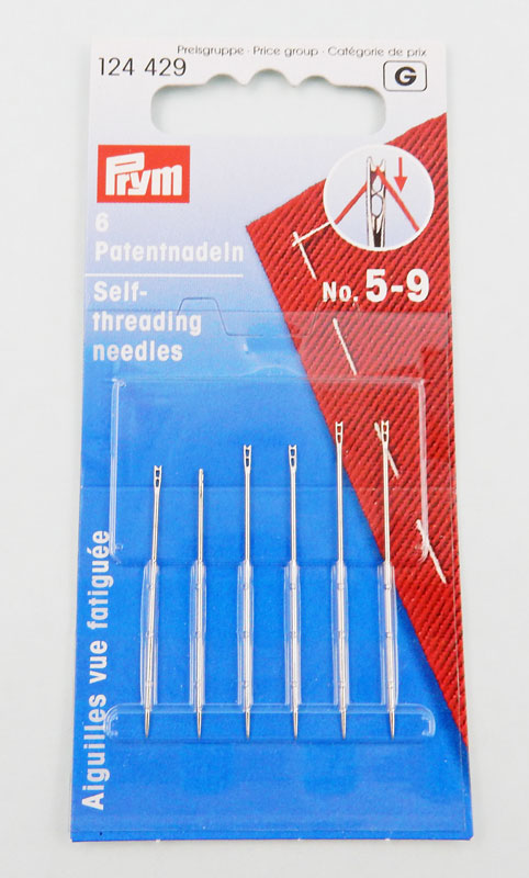 【Prym(プリム)】セルフ針　簡単糸通し縫い針 6本セット　No.5×2本、No.7×2本、No.9×2本　※メール便出荷可能