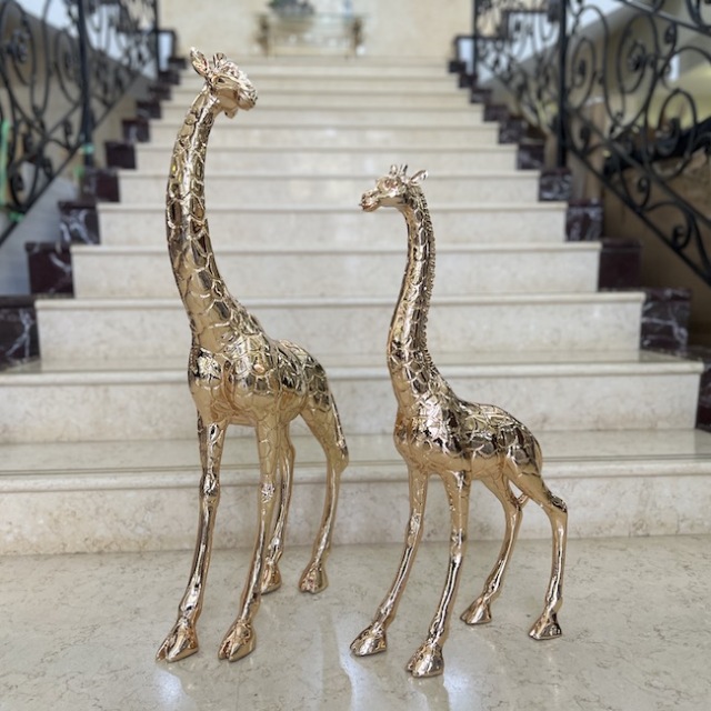 Gold giraffe objet｜ジラフ　親子｜オブジェ / キリン｜OBJ3035IB