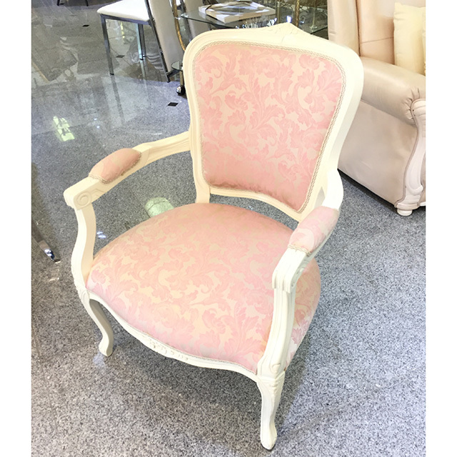 Dining Chair / ダイニングアームチェア|ホワイトフレーム×ピンクファブリック｜CAL0079IB