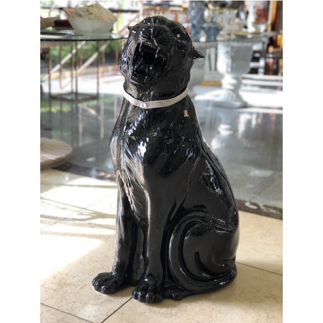 陶器オブジェ｜陶器｜Black Leopard / 黒ひょう｜OBJ0174IB