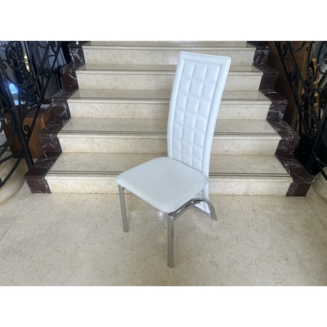 Leather-Stainless Steel Chair｜ハイバックモダンレザーチェア　ホワイト 単品｜CHA5020IB