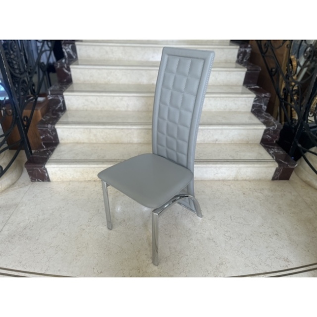 Leather-Stainless Steel Chair｜ハイバックモダンレザーチェア　グレージュ 単品｜CHA5021IB