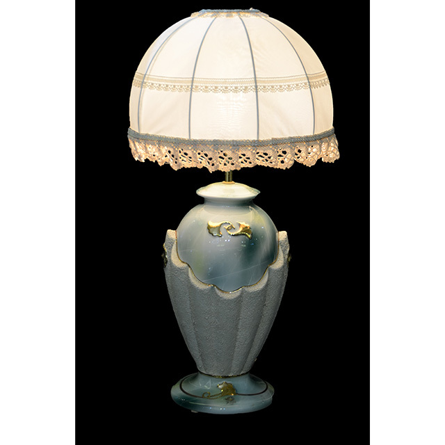 Pottery Lamp / 陶器ランプ｜シェード付き｜ブルー×ホワイト｜LMP0034IB