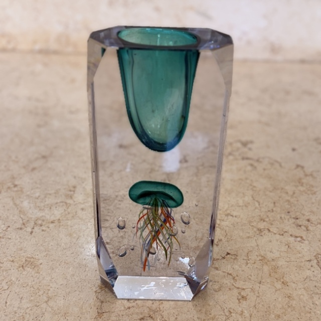 ガラスオブジェ｜ブルー｜モダン｜クラゲ｜modern｜OBJ5009IB