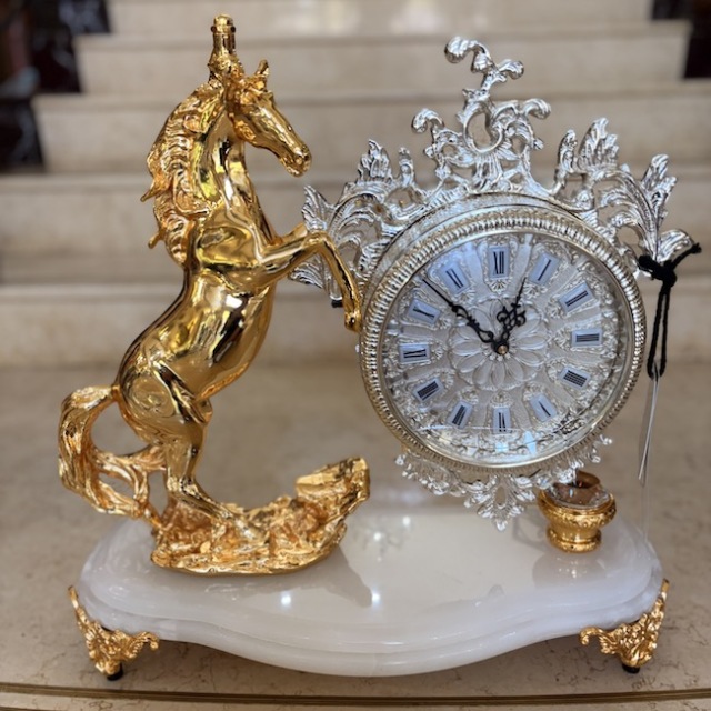 クリスタルホールクロック｜クリア|ゴールド|馬|オブジェ |Crystal|hole |clock|clear|gold|hoos|Objet OBJ7052IB