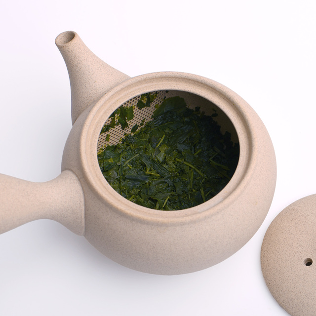 ピッピ　変形花器　常滑焼茶色に緑色、黒色に黄色のライン IROIRO 06 急須 セラメッシュ茶こし きゅうす ティーポット 緑茶
